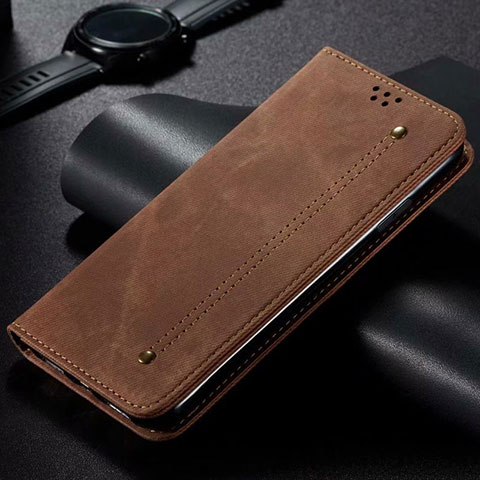 Custodia Portafoglio In stoffa con Supporto per Xiaomi Mi Note 10 Lite Marrone