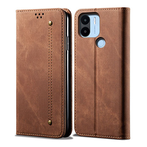 Custodia Portafoglio In stoffa con Supporto per Xiaomi Poco C51 Marrone