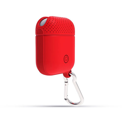 Custodia Portatile con Moschettone per AirPods Custodia di Ricarica C08 Rosso