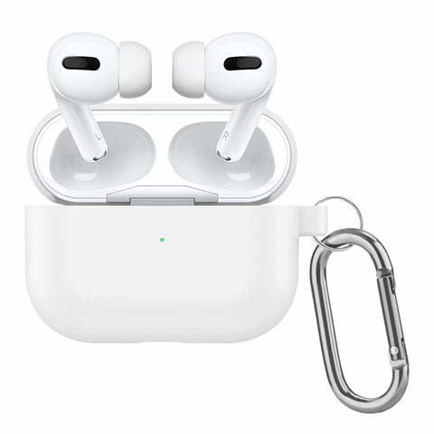 Custodia Portatile con Moschettone per AirPods Pro Custodia di Ricarica Bianco