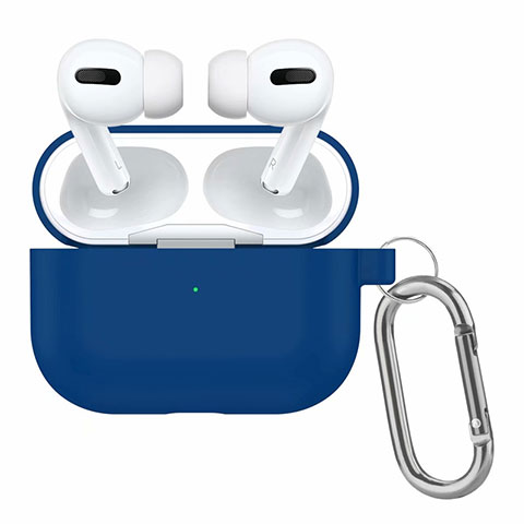 Custodia Portatile con Moschettone per AirPods Pro Custodia di Ricarica Blu