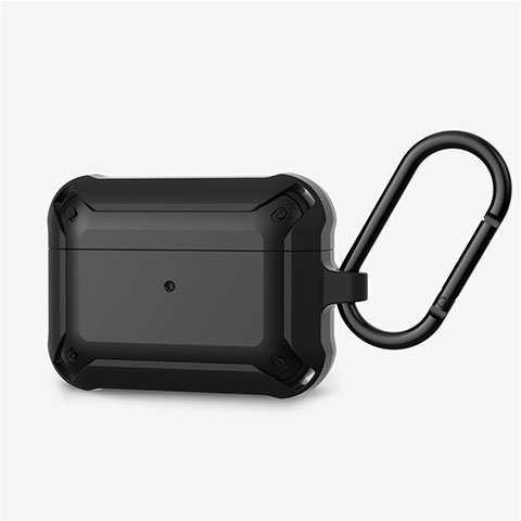 Custodia Portatile con Moschettone per AirPods Pro Custodia di Ricarica C03 Nero