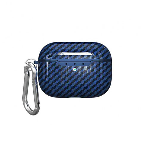 Custodia Portatile con Moschettone per AirPods Pro Custodia di Ricarica C05 Blu