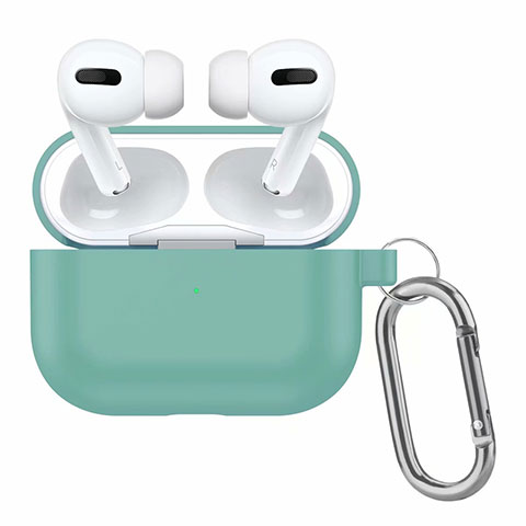 Custodia Portatile con Moschettone per AirPods Pro Custodia di Ricarica Ciano