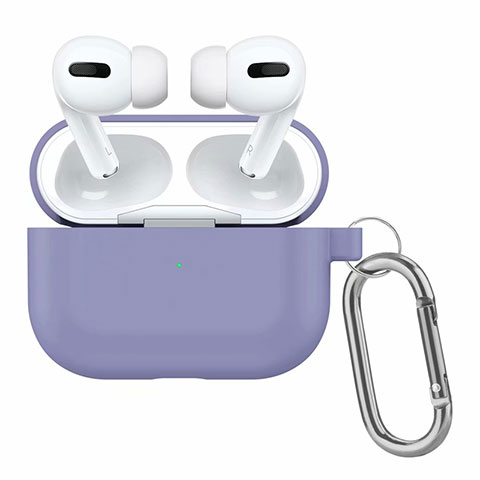 Custodia Portatile con Moschettone per AirPods Pro Custodia di Ricarica Viola