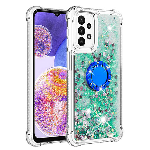 Custodia Silicone Cover Morbida Bling-Bling con Anello Supporto S01 per Samsung Galaxy A23 5G Verde