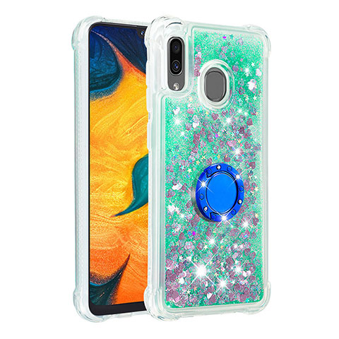 Custodia Silicone Cover Morbida Bling-Bling con Anello Supporto S01 per Samsung Galaxy A30 Verde