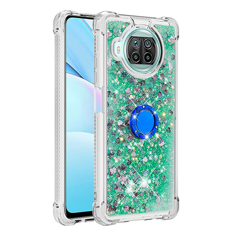 Custodia Silicone Cover Morbida Bling-Bling con Anello Supporto S01 per Xiaomi Mi 10T Lite 5G Verde