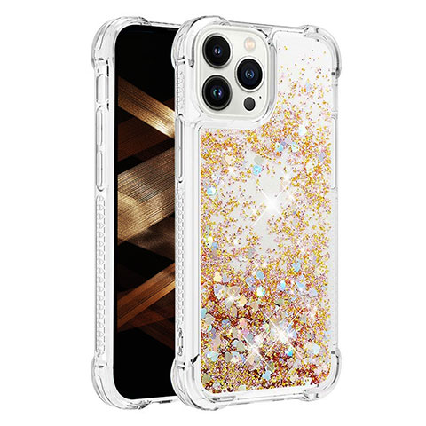 Custodia Silicone Cover Morbida Bling-Bling S01 per Apple iPhone 13 Pro Max Oro