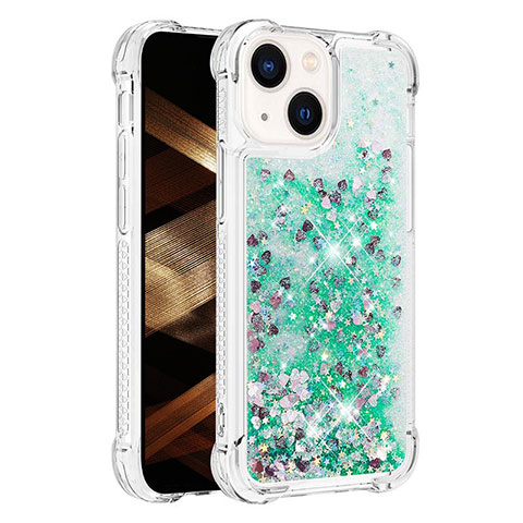 Custodia Silicone Cover Morbida Bling-Bling S01 per Apple iPhone 13 Verde