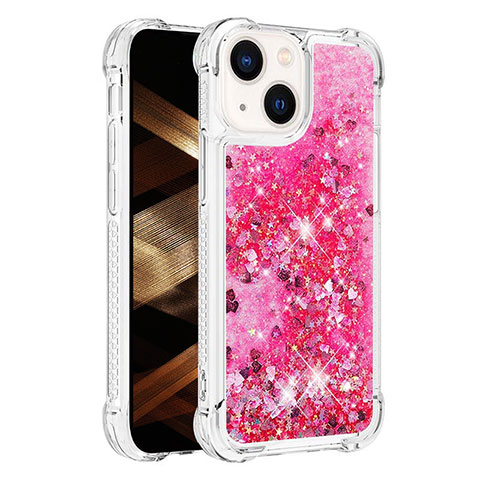 Custodia Silicone Cover Morbida Bling-Bling S01 per Apple iPhone 14 Plus Rosa Caldo