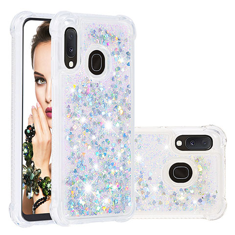 Custodia Silicone Cover Morbida Bling-Bling S01 per Samsung Galaxy A20e Argento