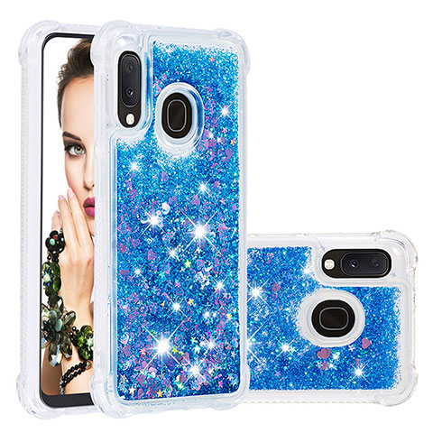 Custodia Silicone Cover Morbida Bling-Bling S01 per Samsung Galaxy A20e Blu