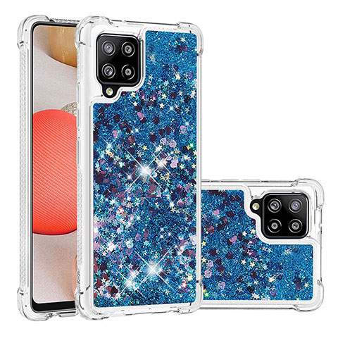Custodia Silicone Cover Morbida Bling-Bling S01 per Samsung Galaxy A42 5G Blu