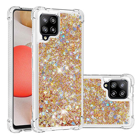 Custodia Silicone Cover Morbida Bling-Bling S01 per Samsung Galaxy A42 5G Oro