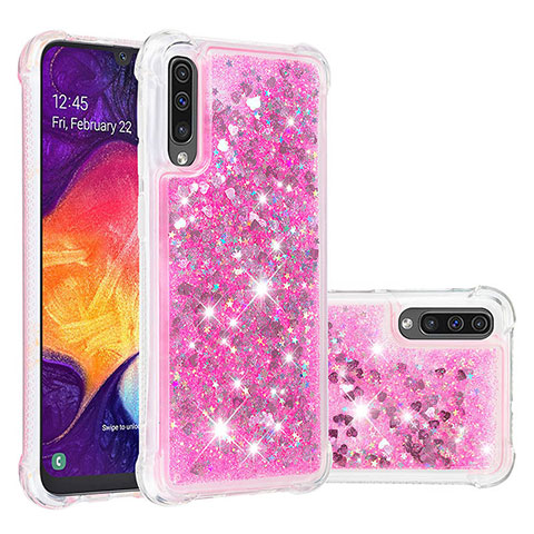 Custodia Silicone Cover Morbida Bling-Bling S01 per Samsung Galaxy A50 Rosa Caldo