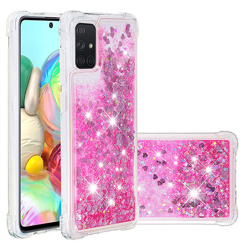 Custodia Silicone Cover Morbida Bling-Bling S01 per Samsung Galaxy A71 4G A715 Rosa Caldo