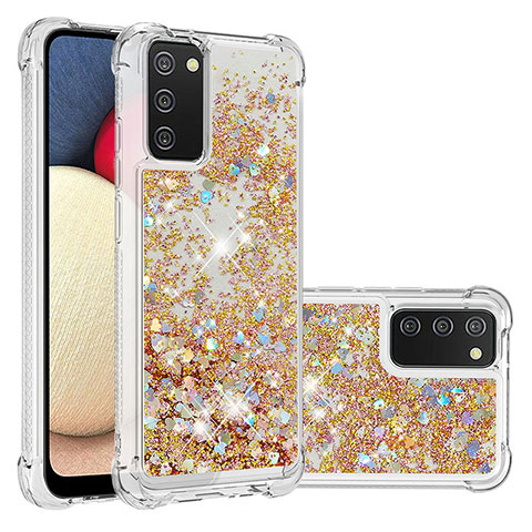 Custodia Silicone Cover Morbida Bling-Bling S01 per Samsung Galaxy F02S SM-E025F Oro