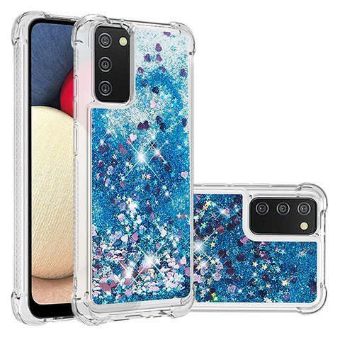 Custodia Silicone Cover Morbida Bling-Bling S01 per Samsung Galaxy M02s Blu