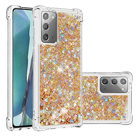 Custodia Silicone Cover Morbida Bling-Bling S01 per Samsung Galaxy Note 20 5G Oro