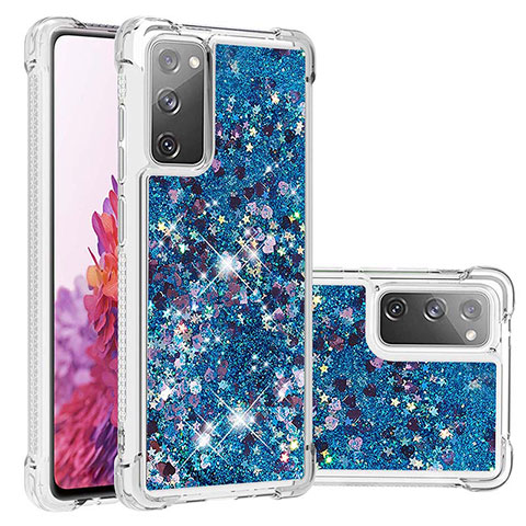 Custodia Silicone Cover Morbida Bling-Bling S01 per Samsung Galaxy S20 Lite 5G Blu