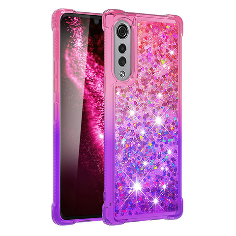 Custodia Silicone Cover Morbida Bling-Bling S02 per LG Velvet 5G Rosa Caldo