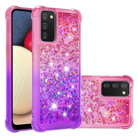 Custodia Silicone Cover Morbida Bling-Bling S02 per Samsung Galaxy A02s Rosa Caldo