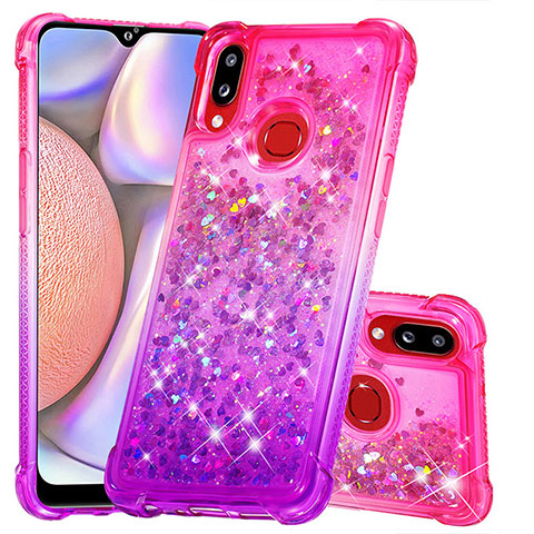 Custodia Silicone Cover Morbida Bling-Bling S02 per Samsung Galaxy A10s Rosa Caldo