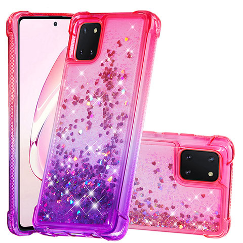 Custodia Silicone Cover Morbida Bling-Bling S02 per Samsung Galaxy A81 Rosa Caldo