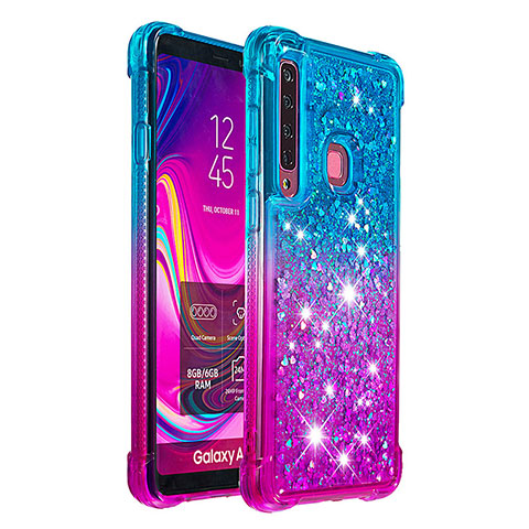 Custodia Silicone Cover Morbida Bling-Bling S02 per Samsung Galaxy A9 (2018) A920 Cielo Blu