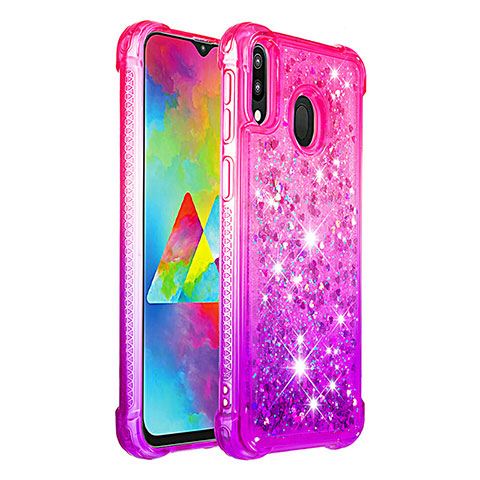 Custodia Silicone Cover Morbida Bling-Bling S02 per Samsung Galaxy M20 Rosa Caldo