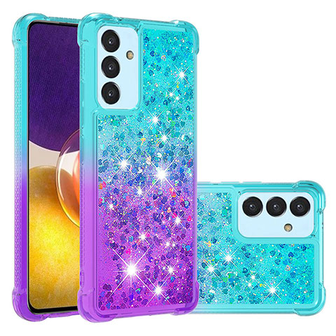 Custodia Silicone Cover Morbida Bling-Bling S02 per Samsung Galaxy Quantum2 5G Cielo Blu