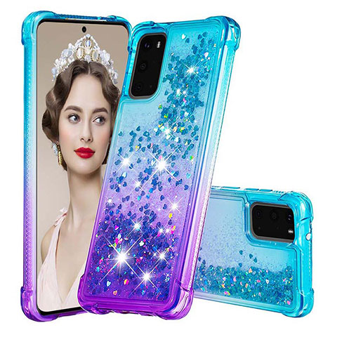 Custodia Silicone Cover Morbida Bling-Bling S02 per Samsung Galaxy S20 5G Cielo Blu