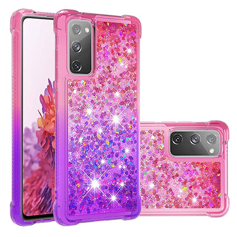 Custodia Silicone Cover Morbida Bling-Bling S02 per Samsung Galaxy S20 Lite 5G Rosa Caldo