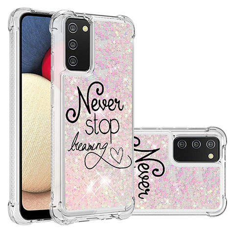 Custodia Silicone Cover Morbida Bling-Bling S03 per Samsung Galaxy A02s Rosa