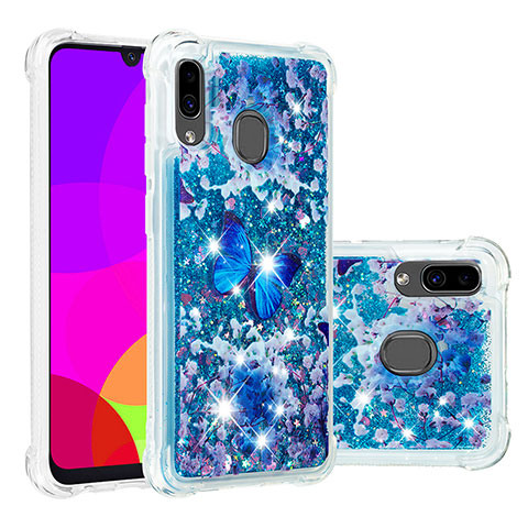 Custodia Silicone Cover Morbida Bling-Bling S03 per Samsung Galaxy A30 Blu