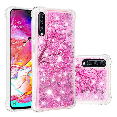 Custodia Silicone Cover Morbida Bling-Bling S03 per Samsung Galaxy A70S Rosa Caldo