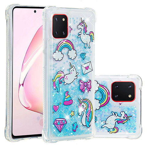 Custodia Silicone Cover Morbida Bling-Bling S03 per Samsung Galaxy M60s Cielo Blu