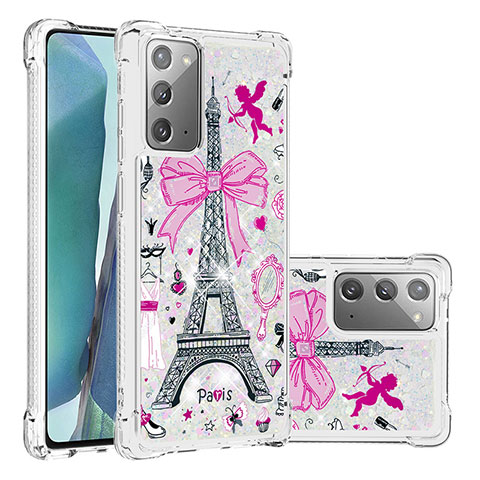 Custodia Silicone Cover Morbida Bling-Bling S03 per Samsung Galaxy Note 20 5G Rosa