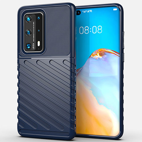 Custodia Silicone Cover Morbida Line C01 per Huawei P40 Pro+ Plus Blu