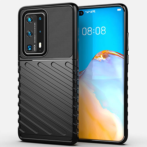 Custodia Silicone Cover Morbida Line C01 per Huawei P40 Pro+ Plus Nero