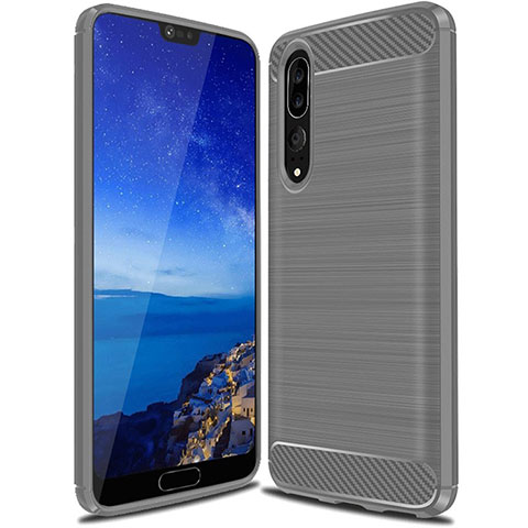 Custodia Silicone Cover Morbida Line C03 per Huawei P20 Pro Grigio