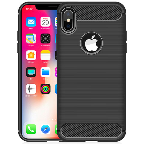 Custodia Silicone Cover Morbida Line per Apple iPhone X Nero