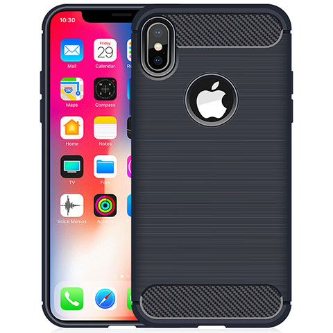 Custodia Silicone Cover Morbida Line per Apple iPhone Xs Blu