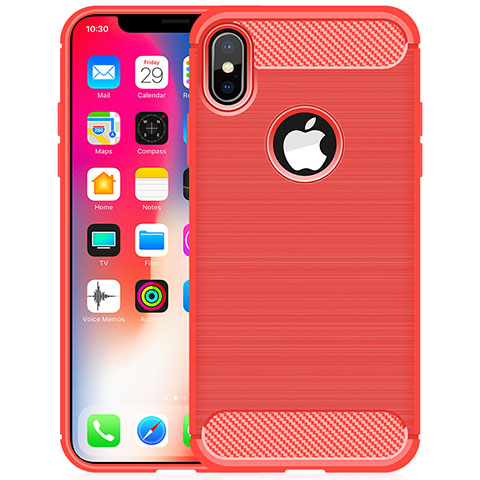 Custodia Silicone Cover Morbida Line per Apple iPhone Xs Rosso