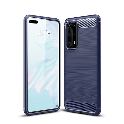 Custodia Silicone Cover Morbida Line per Huawei P40 Pro+ Plus Blu