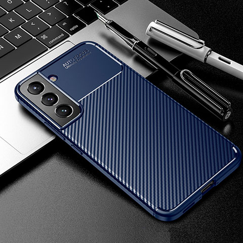 Custodia Silicone Cover Morbida Spigato A01 per Samsung Galaxy S21 5G Blu