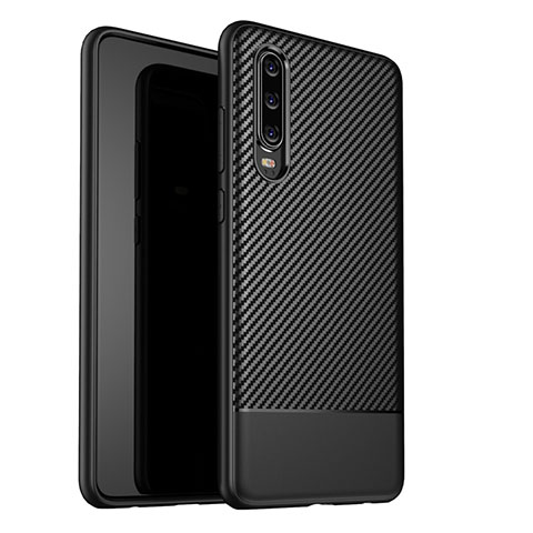 Custodia Silicone Cover Morbida Spigato G02 per Huawei P30 Nero