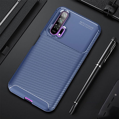 Custodia Silicone Cover Morbida Spigato per Huawei Honor 20 Pro Blu