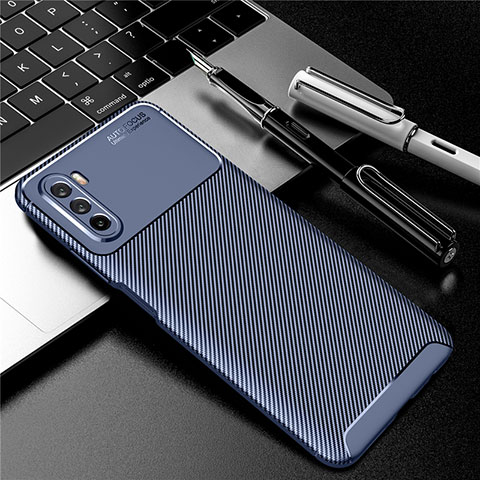 Custodia Silicone Cover Morbida Spigato per Huawei Mate 40 Lite 5G Blu